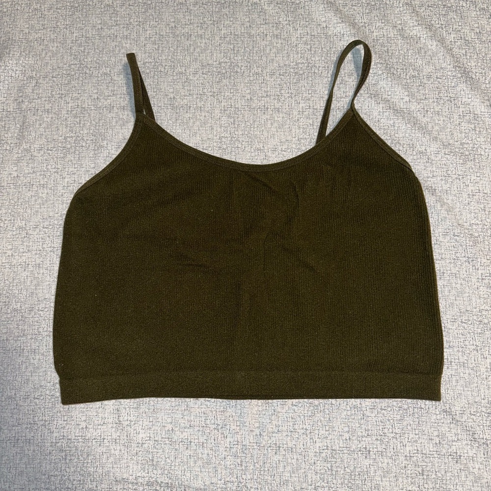 dark olive green cropped tank top